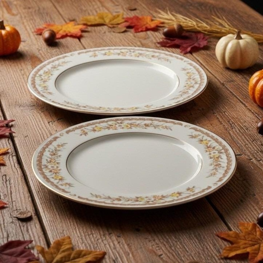 Ekco International Golden Autumn Salad Plates, Set of 4, Vintage Fine China